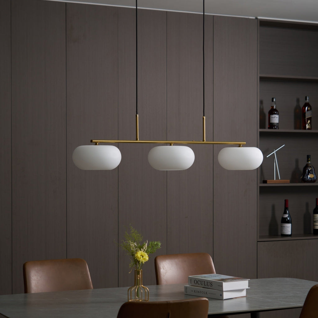 Warm Glow And Three Shades Cream Glass Pendant Light