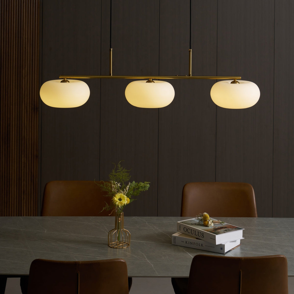Warm Glow And Three Shades Cream Glass Pendant Light