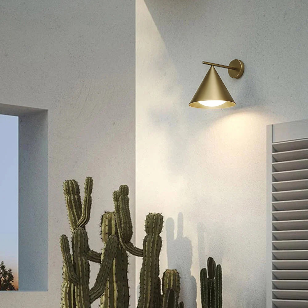 Black Gold IP65 Waterproof Minimalist Outdoor Metal Cone Light