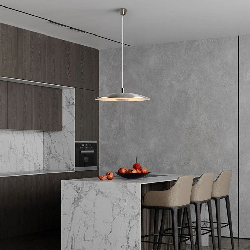 Dimmable Contemporary White Nickel Pendant Kitchen Light