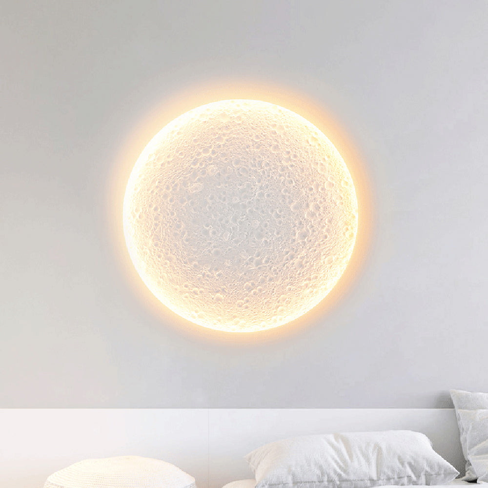 White Metal And Gypsum Moonlit Wall Light