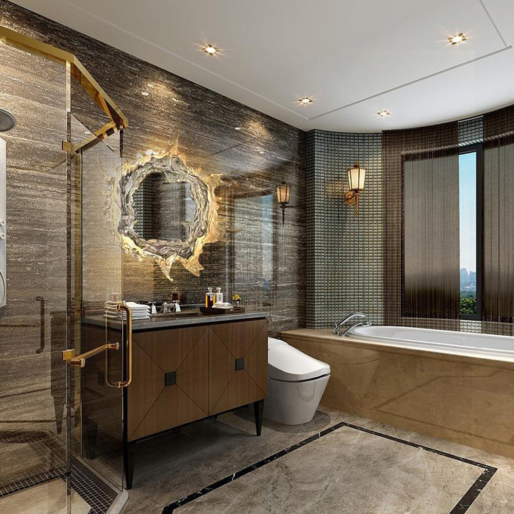 Gold Or Silver Finish AquaRipple Mirror Wall Light