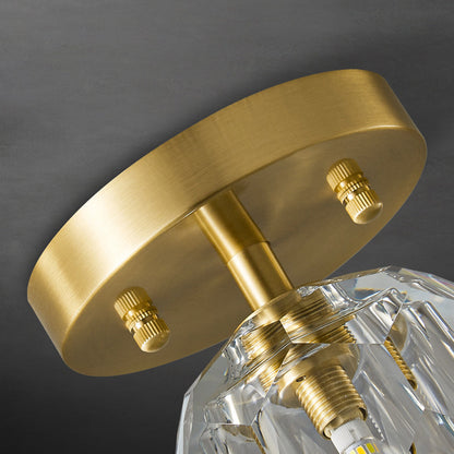 Gold Finish Aurora Luxe Metal Diamond Mount Flush Ceiling Light