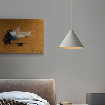 Minimalist Grey Cone Pendant Light With Ambient LED Glow