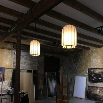 Vintage French Vibe Fabric Pendant Light With Soft Diffuser