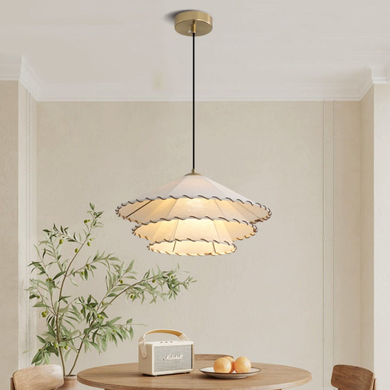 Yellow Fabric Shade Boho LED Pendant Light