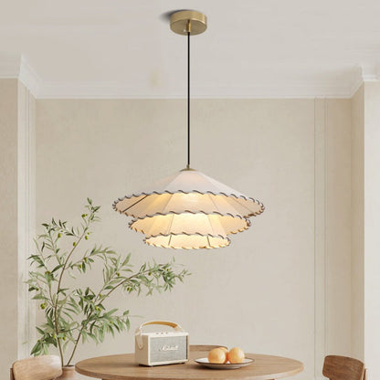 Yellow Fabric Shade Boho LED Pendant Light