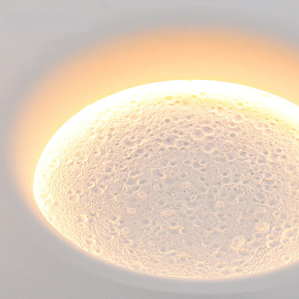White Metal And Gypsum Moonlit Wall Light