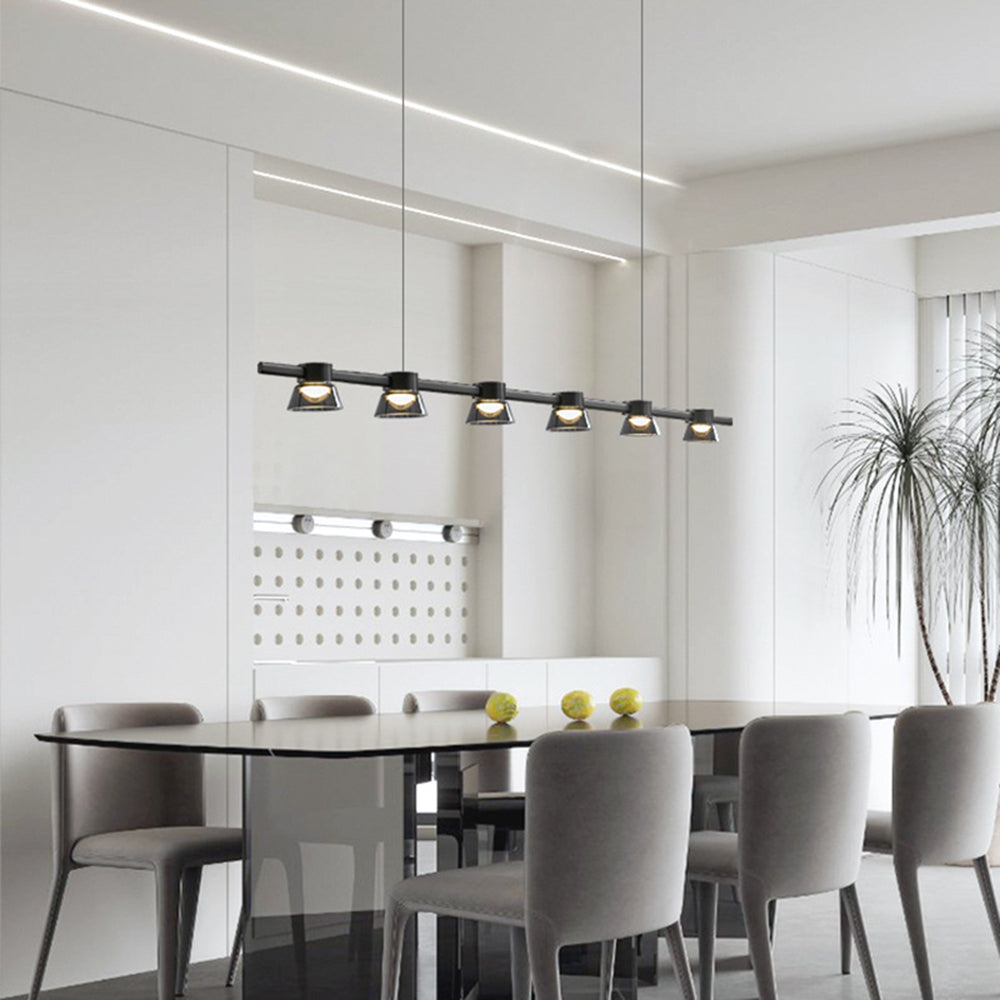 Modern Black Linear Metal Pendant Light For Ambient Lighting
