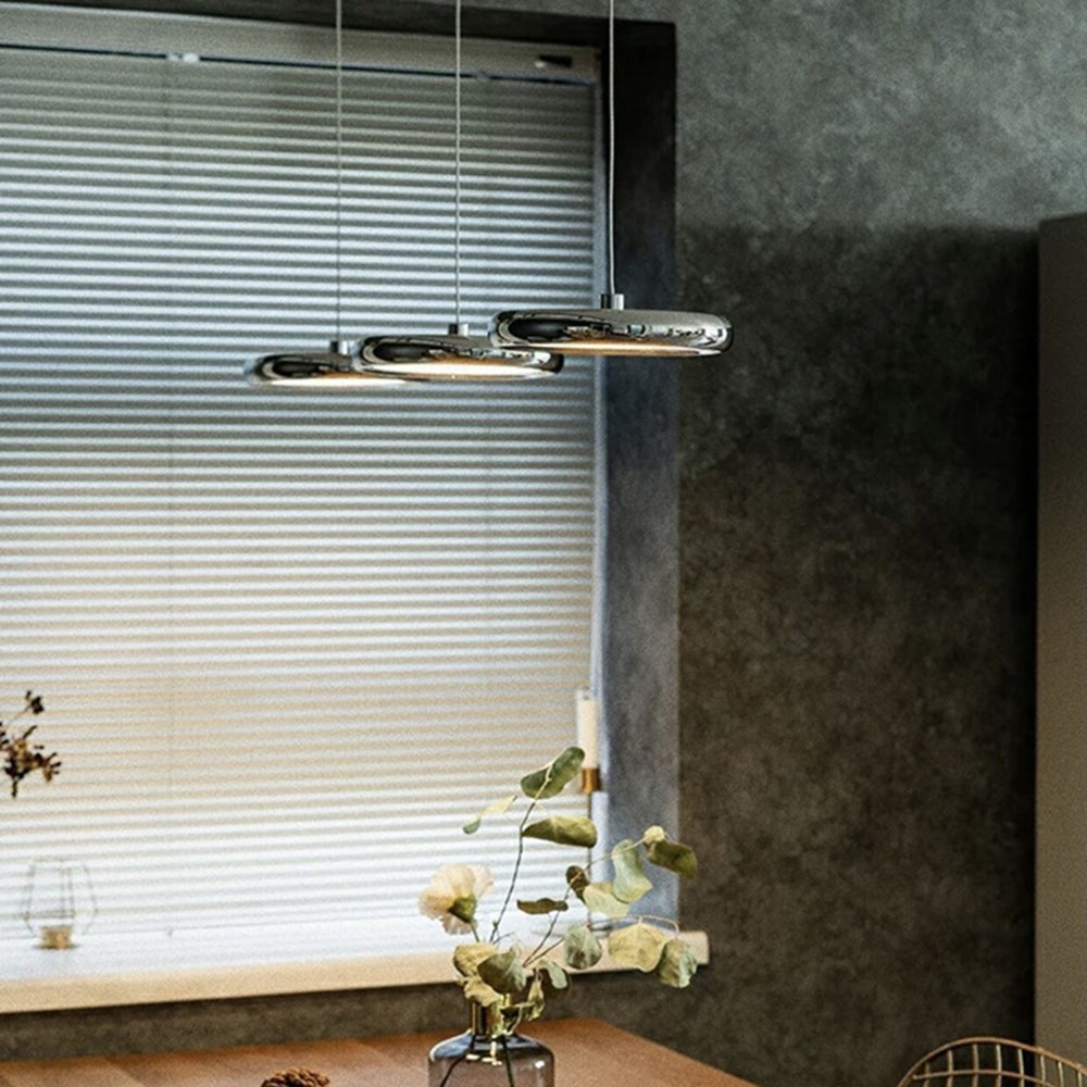 Metal Pendant Light With Acrylic Shade Circular Minimalist