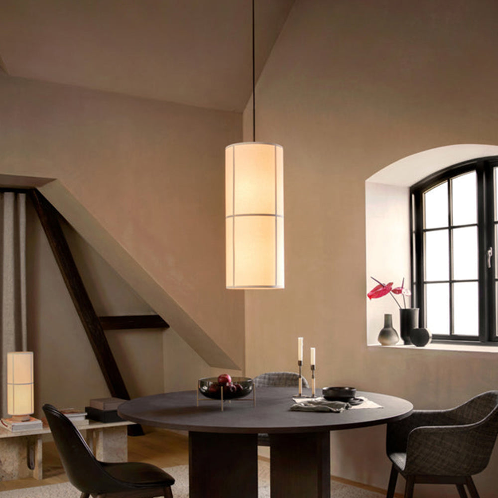 Cylinder Japanese Fabric Pendant Light With Soft Glow