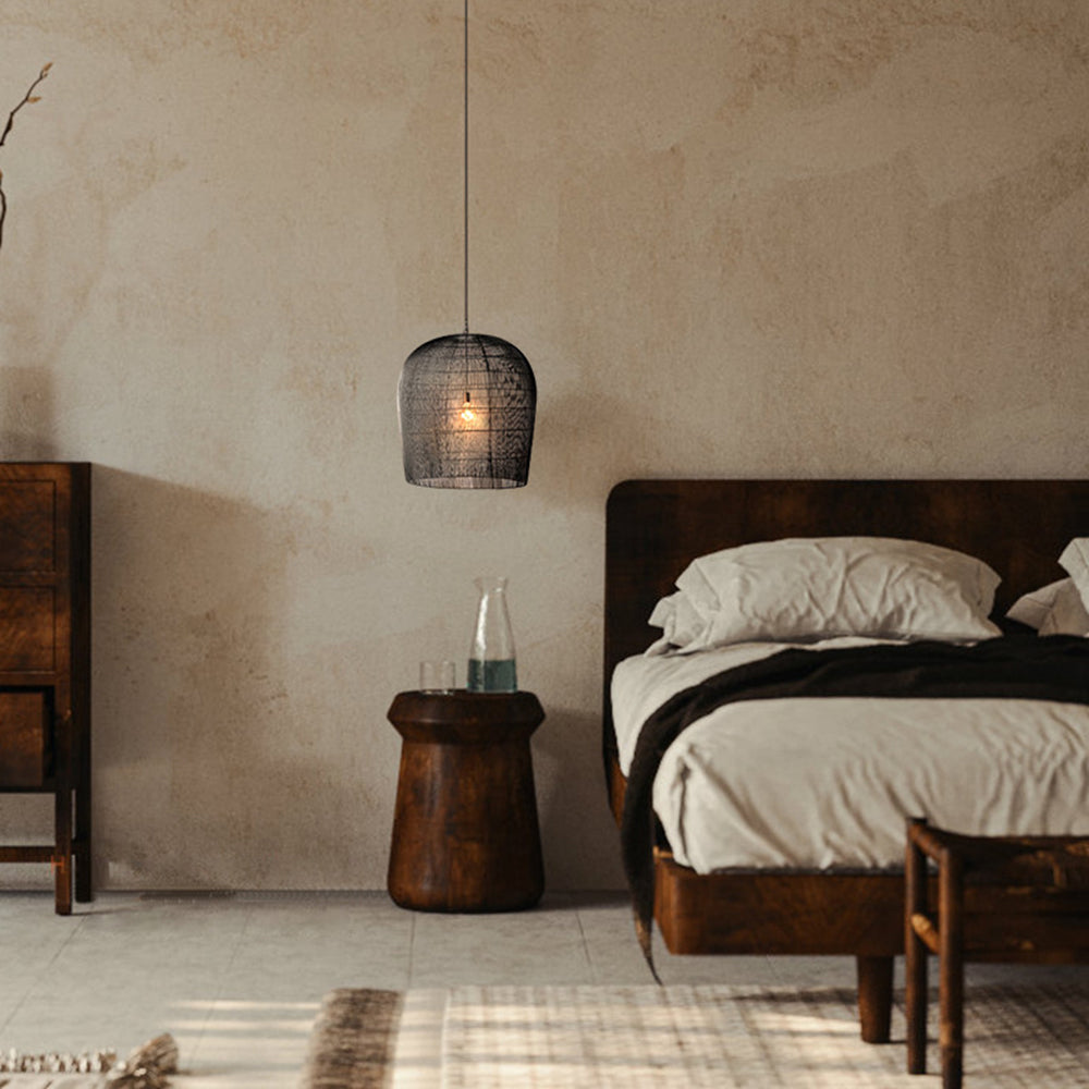 Warm Glow Rattan Bird Cage Pendant Light