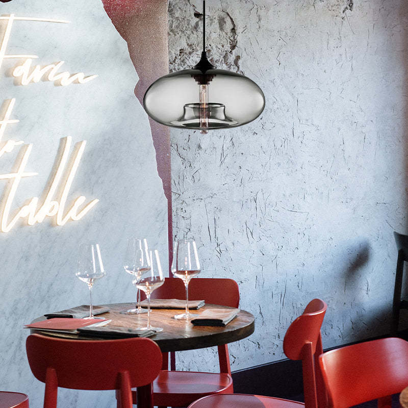 Warm Ambient Glow Bread Shaped Glass Pendant Light