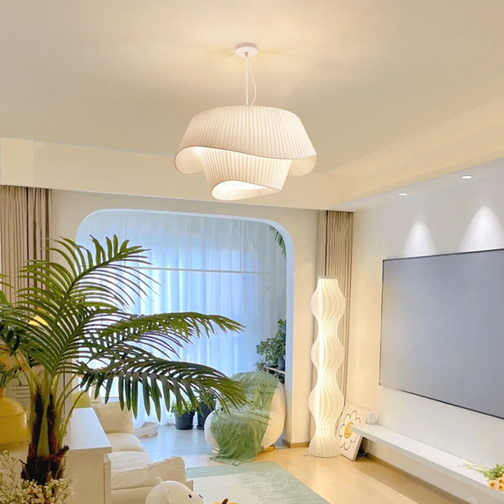 Pendant Light For Warm Glow In French Country Fabric And Metal
