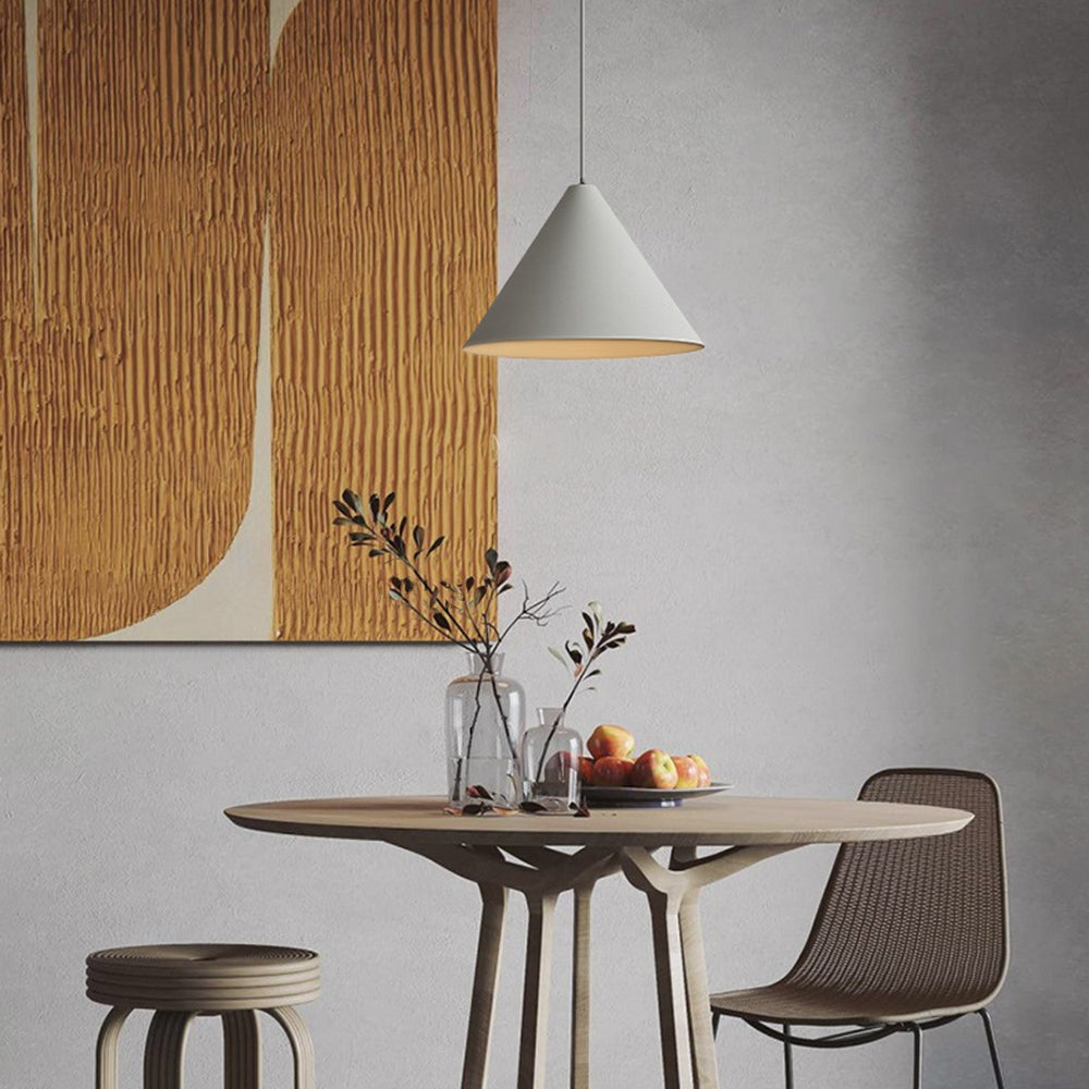 Minimalist Grey Cone Pendant Light With Ambient LED Glow