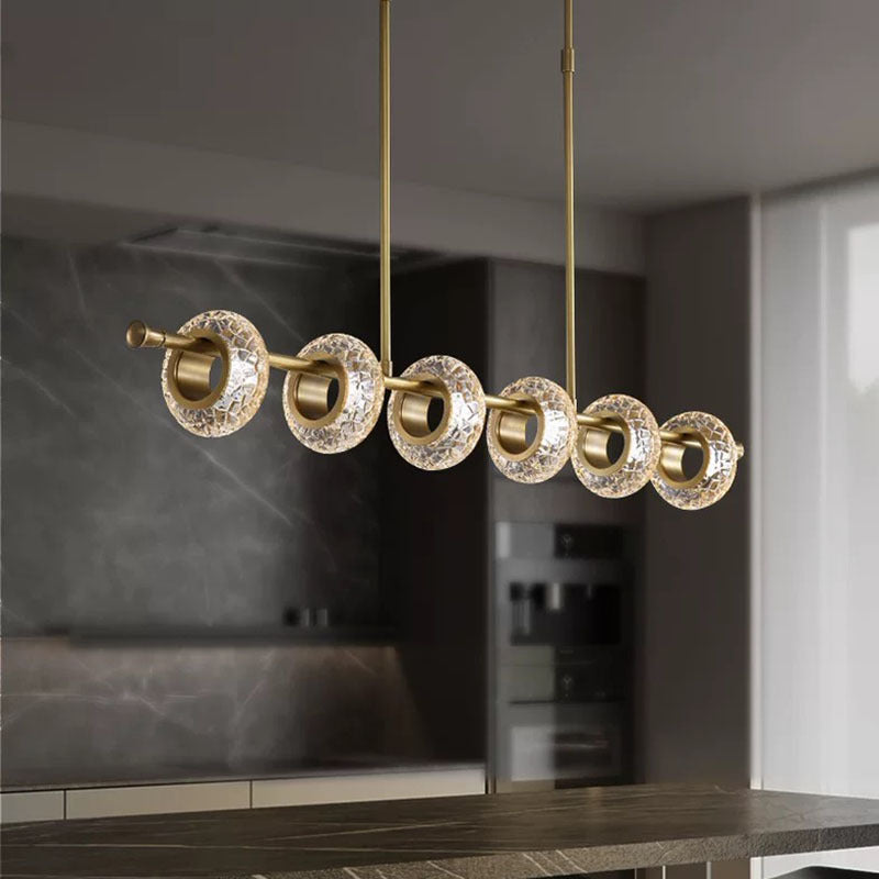 Elegant Crackle Glass Shade Gold Brass Pendant Lamp