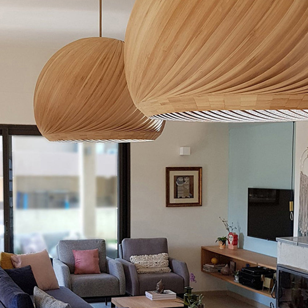 Brown Wood Finish Durable Farmhouse Metal Pendant Light