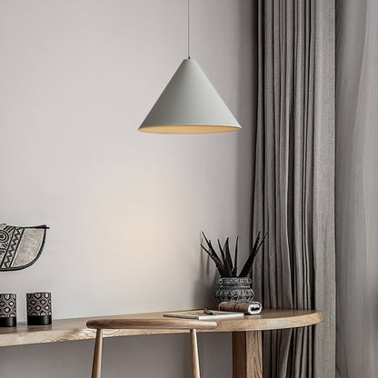 Minimalist Grey Cone Pendant Light With Ambient LED Glow