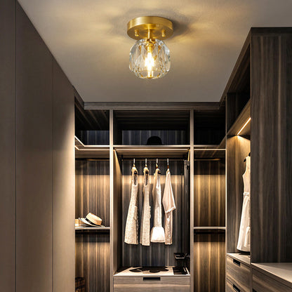 Gold Finish Aurora Luxe Metal Diamond Mount Flush Ceiling Light