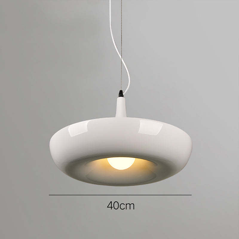 Warm Glow Lacquered Metal Round Pendant Light