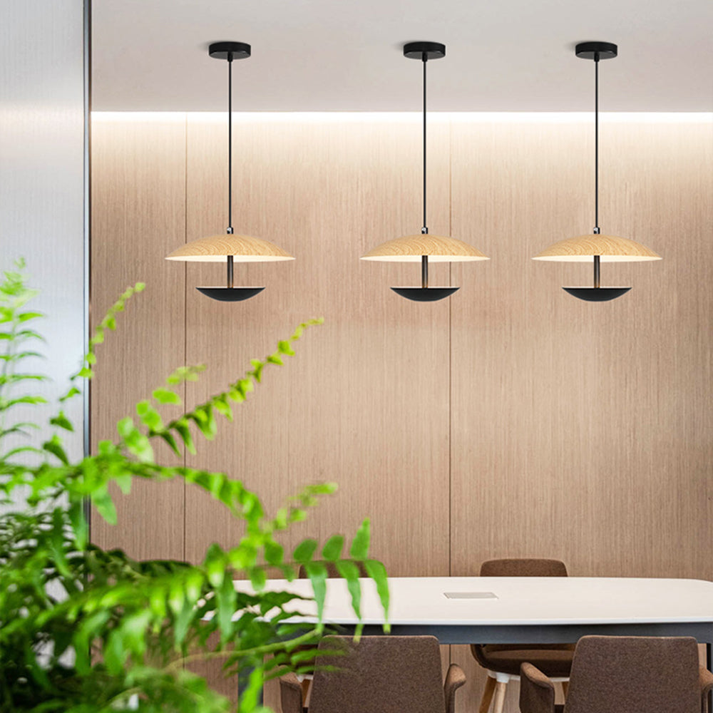 Pendant Light Wood Finish Nordic LED Frisbee