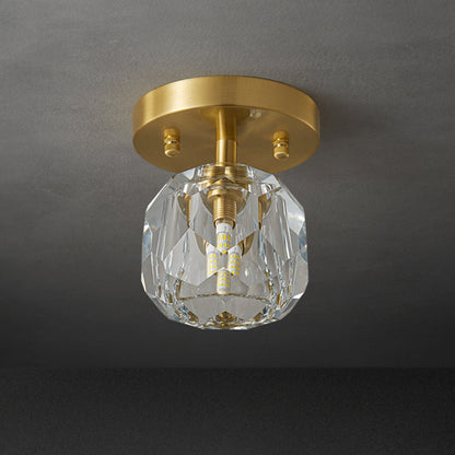 Gold Finish Aurora Luxe Metal Diamond Mount Flush Ceiling Light