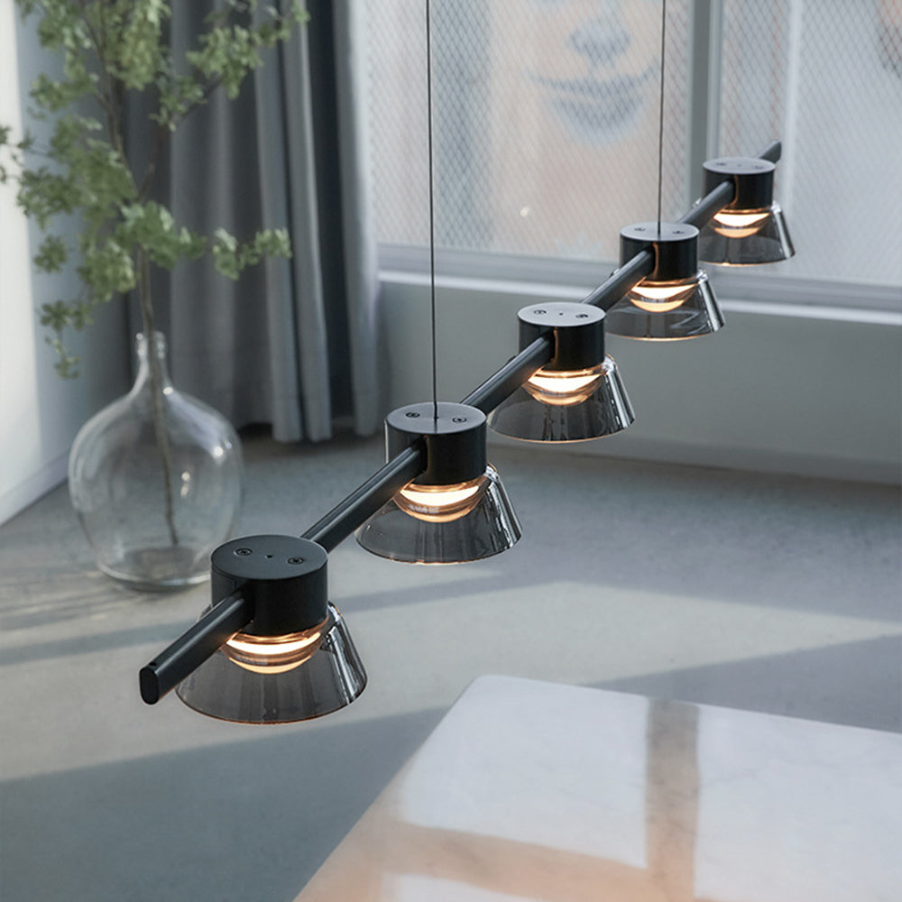 Modern Black Linear Metal Pendant Light For Ambient Lighting