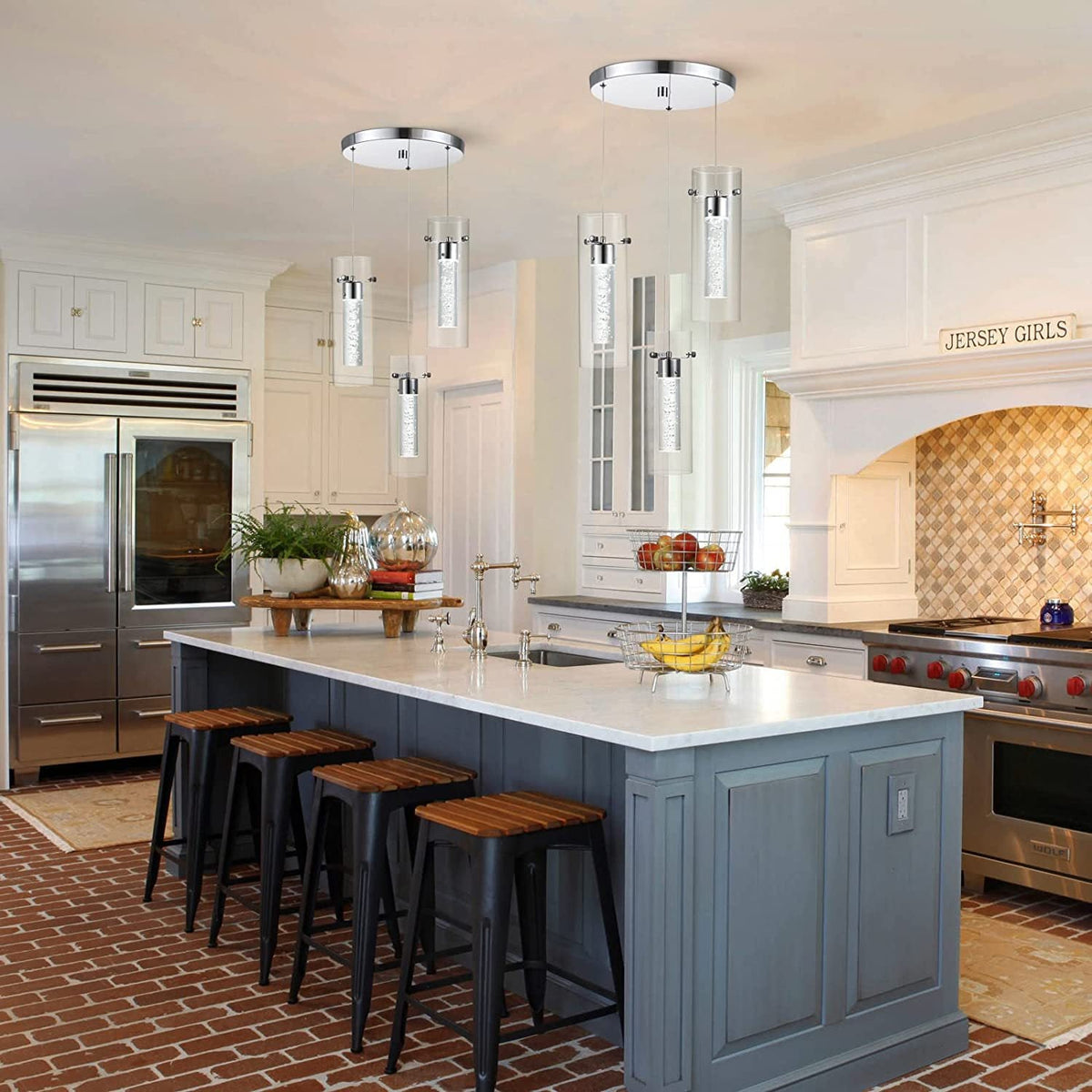 Dimmable Cluster Brass Pendant Glass Light