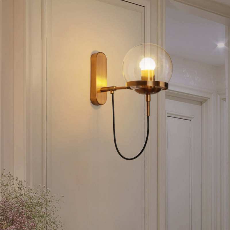Black Bronze Rustic Heritage Glass Globe Wall Lamp