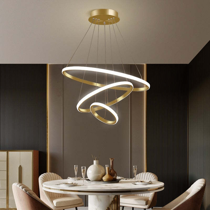 Adjustable Rings Dimmable Ring Pendant Light