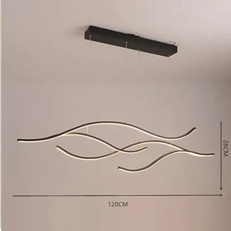 In Black Gold Dimmable Multi-Curved Pendant Light