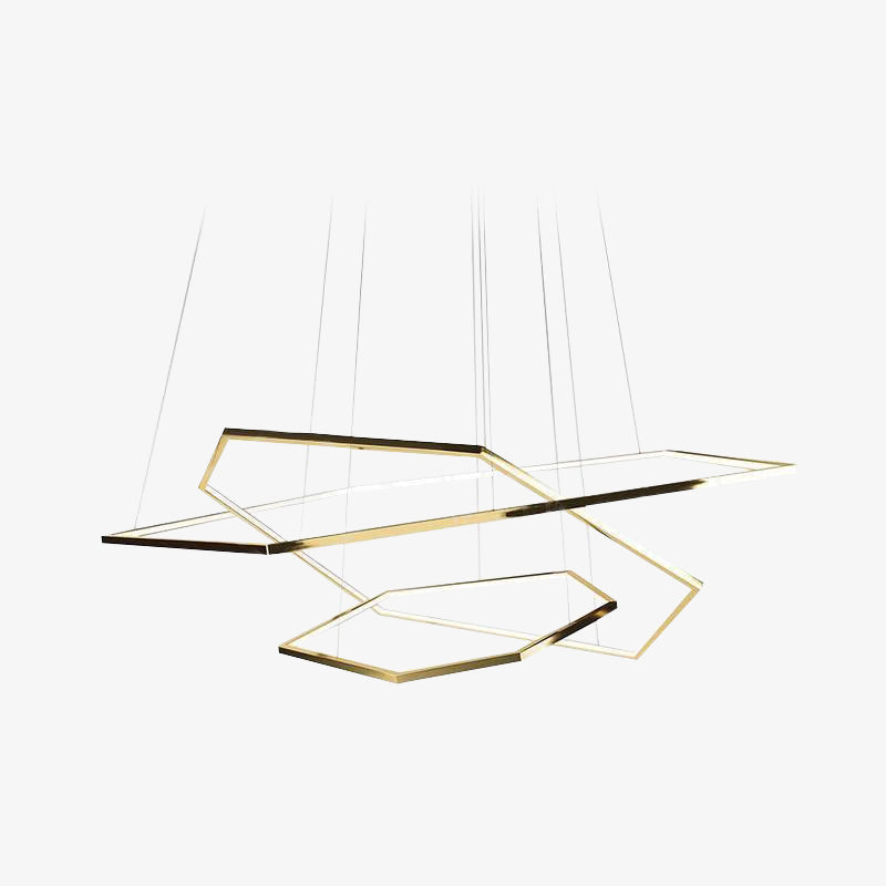 Gold Finish Geometric Metal Pendant Light