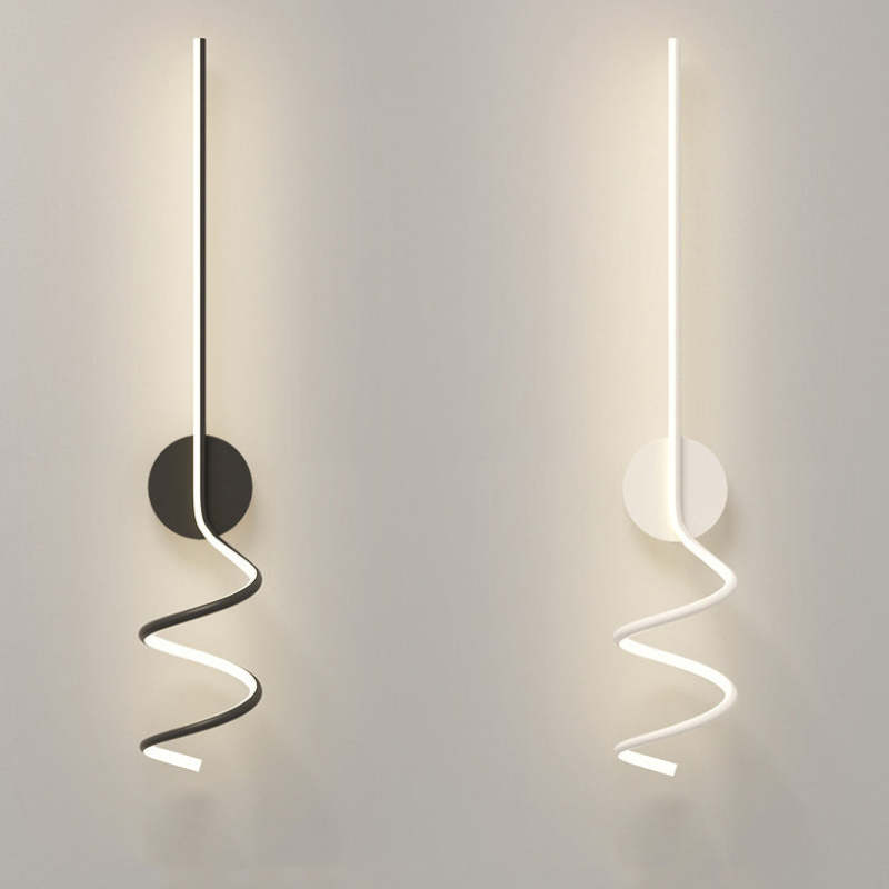 Matte Black And White Spiral LED Art Wall Light