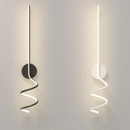 Matte Black And White Spiral LED Art Wall Light
