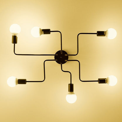 Industrial Modern Vintage Flush Mount Black Ceiling Light