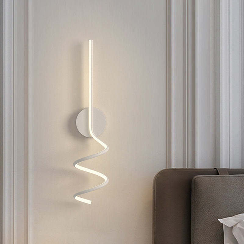 Matte Black And White Spiral LED Art Wall Light