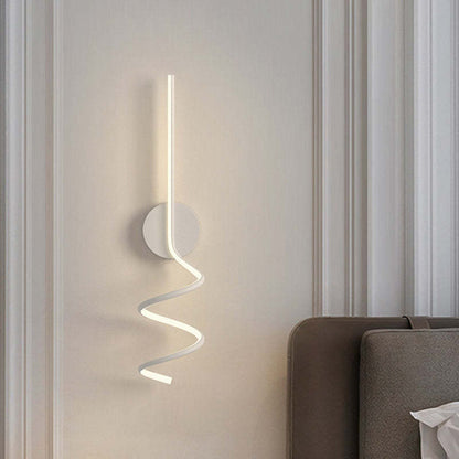 Matte Black And White Spiral LED Art Wall Light