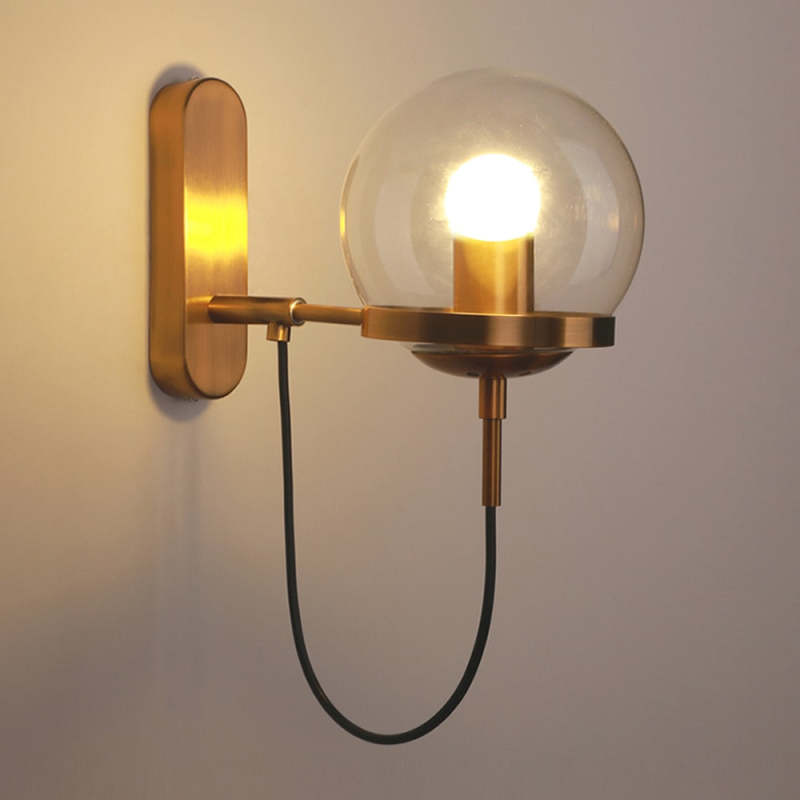 Black Bronze Rustic Heritage Glass Globe Wall Lamp