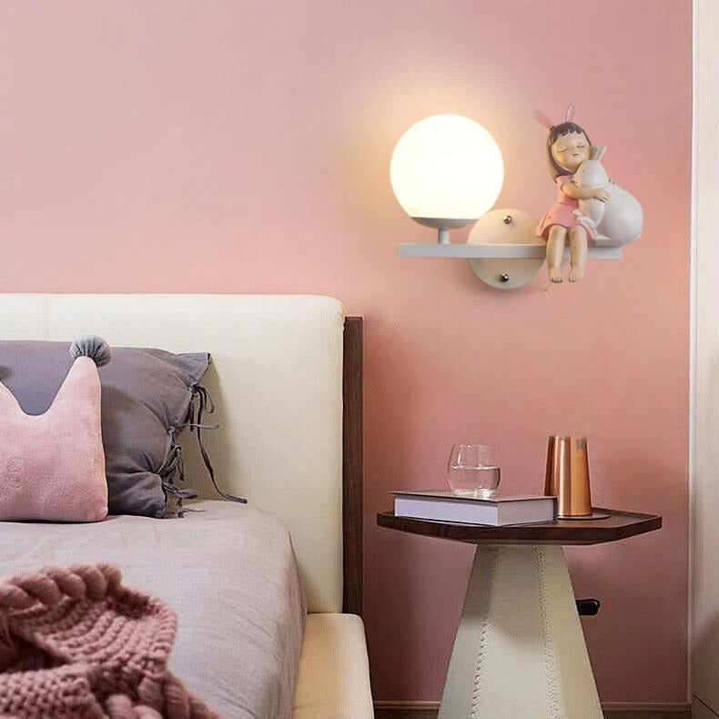 White and Pink Aria Glass and Metal Wall Light