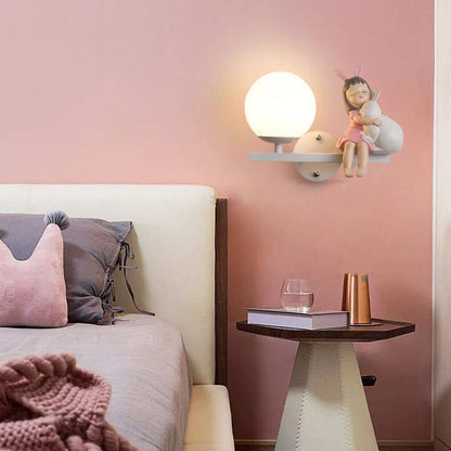 White and Pink Aria Glass and Metal Wall Light