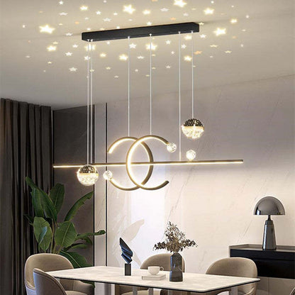 Starry Sky Glow Gold Black Double C Pendant Light