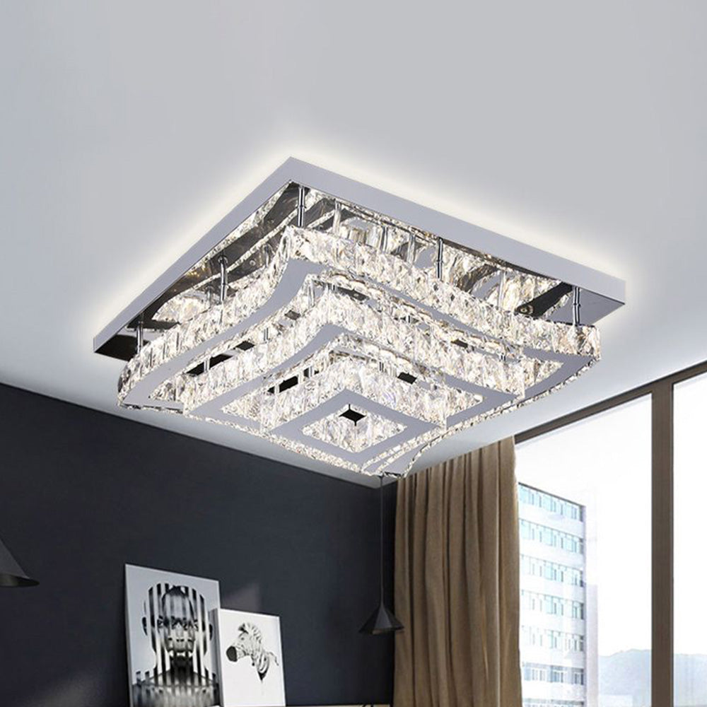 Ceiling Light Living Room Asteria Square Glass And Metal Flush Mount