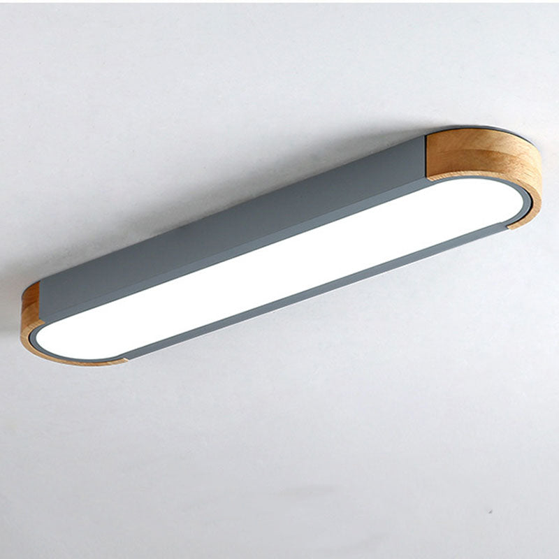 Clear Acrylic Shade Contemporary Wood Edge Ceiling Light