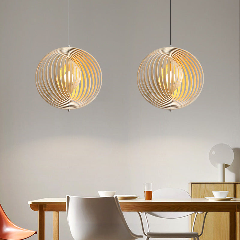 Wood and Metal Finish Japanese LED Pendant Light