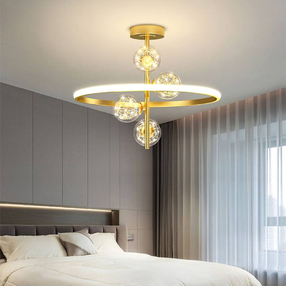 Two Styles Gold And Black Aurora Luxe Semi Flush Ceiling Light