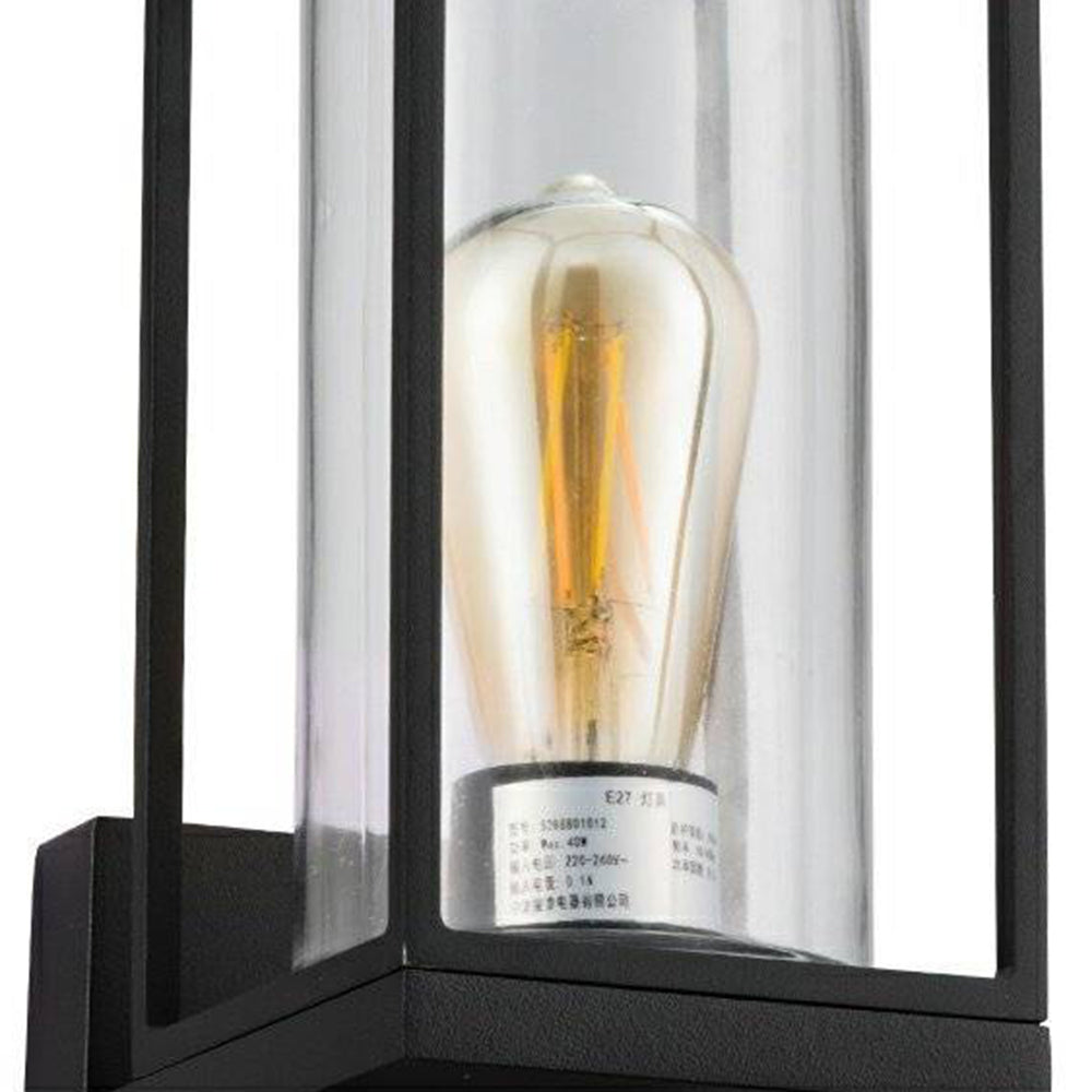 Outdoor Wall Light Rectangular Modern Black Metal