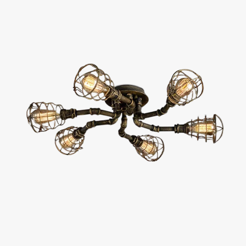 Flush Mount Ceiling Light Vintage Industrial With Handmade Shade