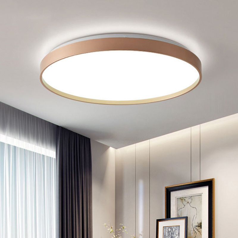 White Grey Gold Finish Dimmable Round Metal Flush Mount Ceiling Light