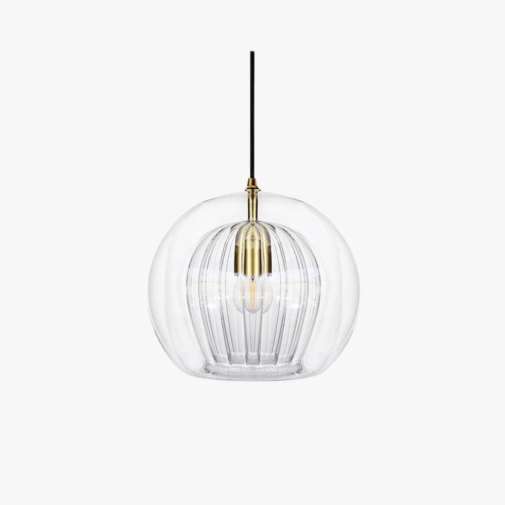 Modern Ambience Clear Or Amber Glass Globe Pendant Light