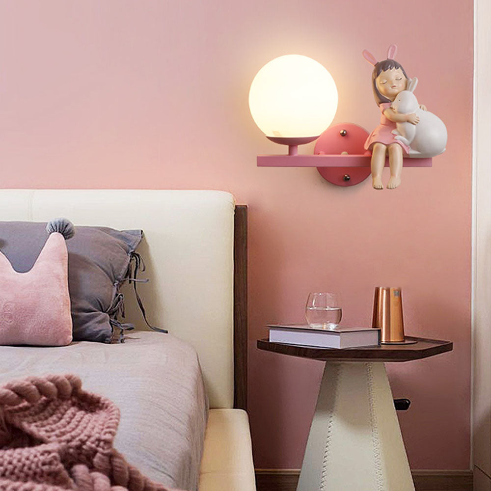 White and Pink Aria Glass and Metal Wall Light